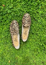 Sabah Women's Loose Leopard Shoes Size 40 US 8.5 - 9 Handmade Slip On $225 EUC!