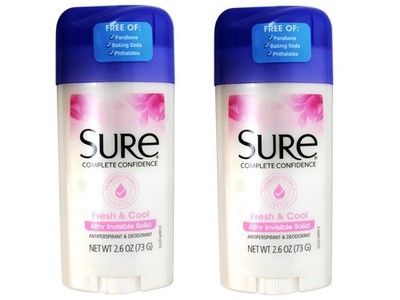 Sure Anti-Perspirant & Deodorant Invisible Solid Fresh & Cool 2.60 oz (Pack o...