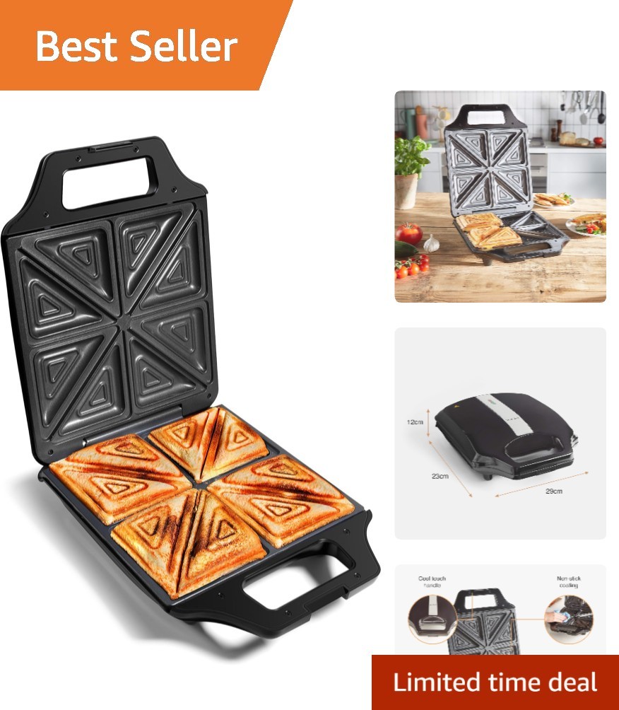 Deep Fill Toastie Maker – 4 Slice Non-Stick Sandwich Toaster for Delicious Meals