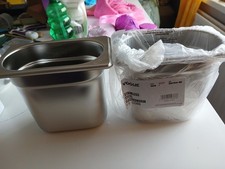 STAINLESS STEEL FOOD PANS 2 x GASTRONORM 1/9 CONTAINERS 150mm DEEP BAIN MARIE