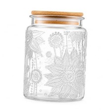 Vintage Glass Jars With Lids, 23.7oz Airtight Food Regular Round Sunflower 1