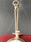Vintage Westclox Train Pocket Watch Gold Tone Engraved Locomotive w/ Box Chains — photo 6