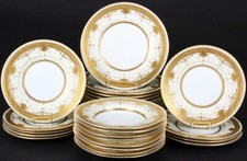 Service for 8 of Antique Minton for Tiffany 22K Gilded Medallion Plates,gilt
