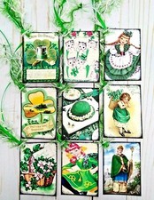 9 Retro Style St.Patrick's Day Handmade Gift Tags Journal Scrapbooks Crafts