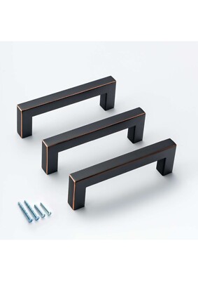 Square Bar Pull Stainless Steel Cabinet Handle - Oil Rubbed Bronze. 8 more col.