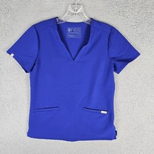 FIGS Technical Collection Scrub Top Womens XS Navy Stretch 2 Pocket V Neck FW110