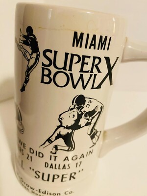 Vintage 1976 Super Bowl X 10 Pittsburgh Steelers Ceramic Mug Tankard Stein Miami