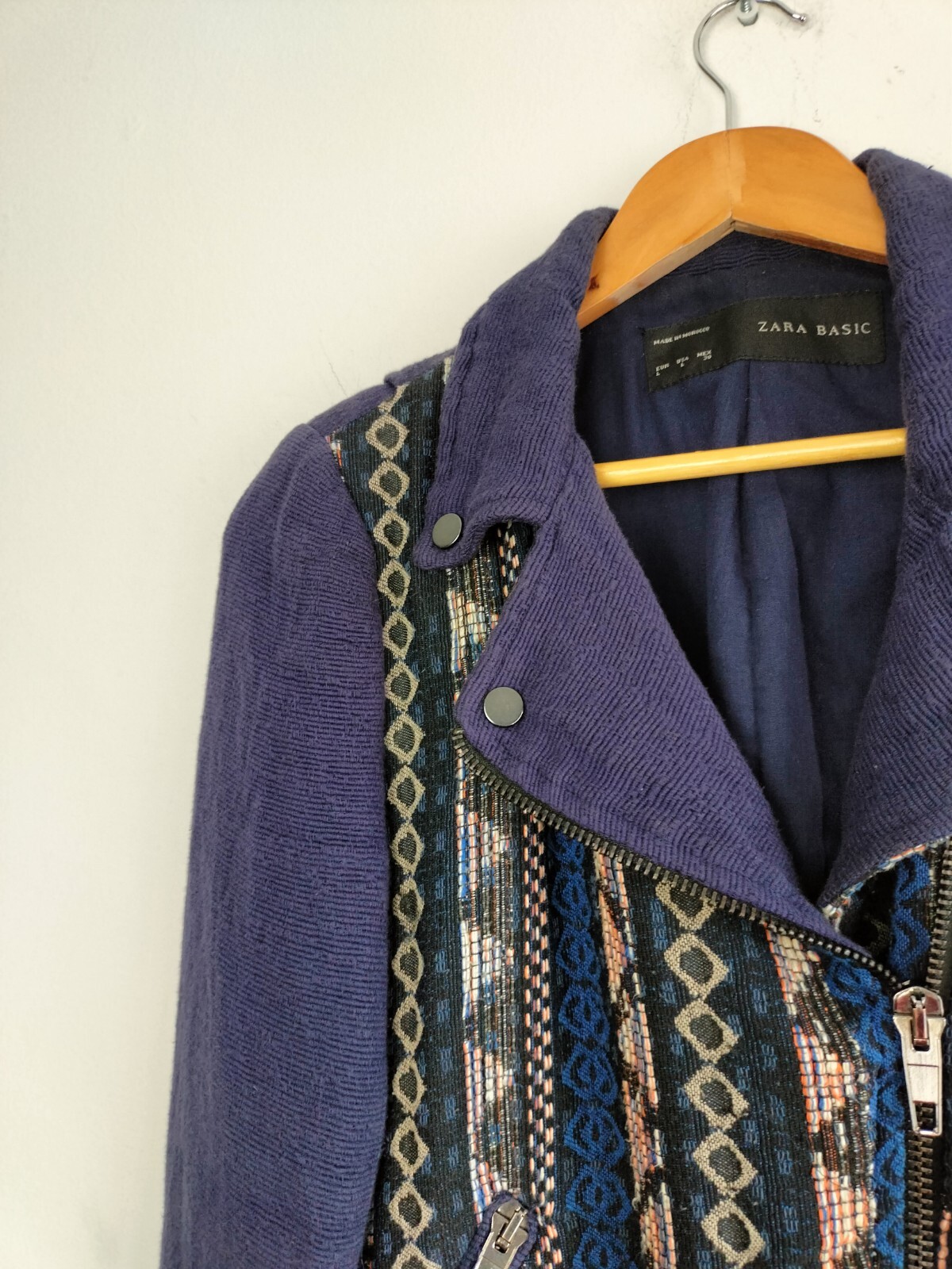Zara Basic Purple Aztec Full Zip Collared Blazer … - image 2
