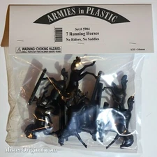 Armies in Plastic 7x Running Horses (No Riders, No Saddles) 1/32 Scale (54mm)