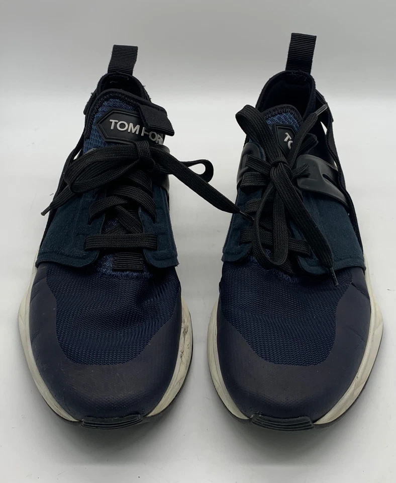 Tom Ford Mens Black Navy Jargo Mesh & Nylon Lace Up Sneakers sz 10 - Image 2 of 4