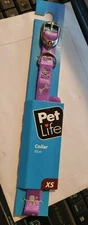 Pet Life Dog Collar Reflective bone/paw print - Purple - XSmall 35cm
