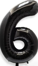 40 Inch Big Black 6 Balloon Number Large Foil Helium 