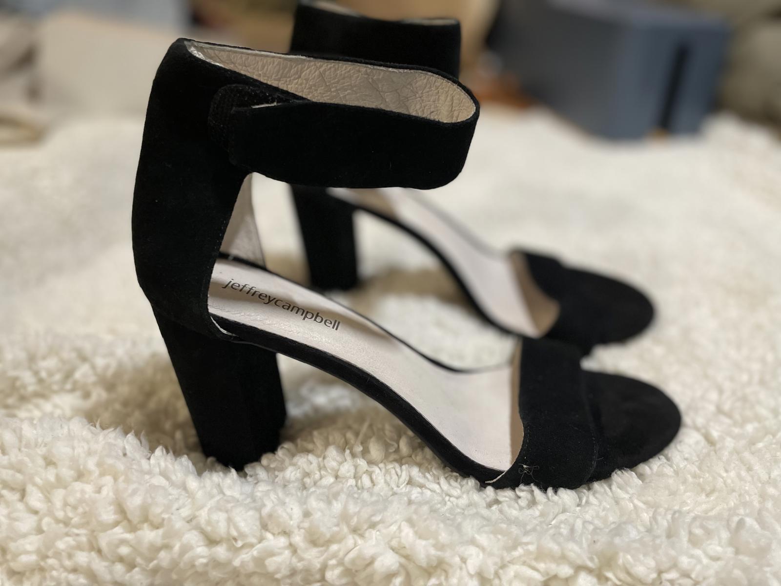 JEFFREY CAMPBELL Lindsay Sandal Heel Black Suede Formal Prom Dance Size 8.5 image 3