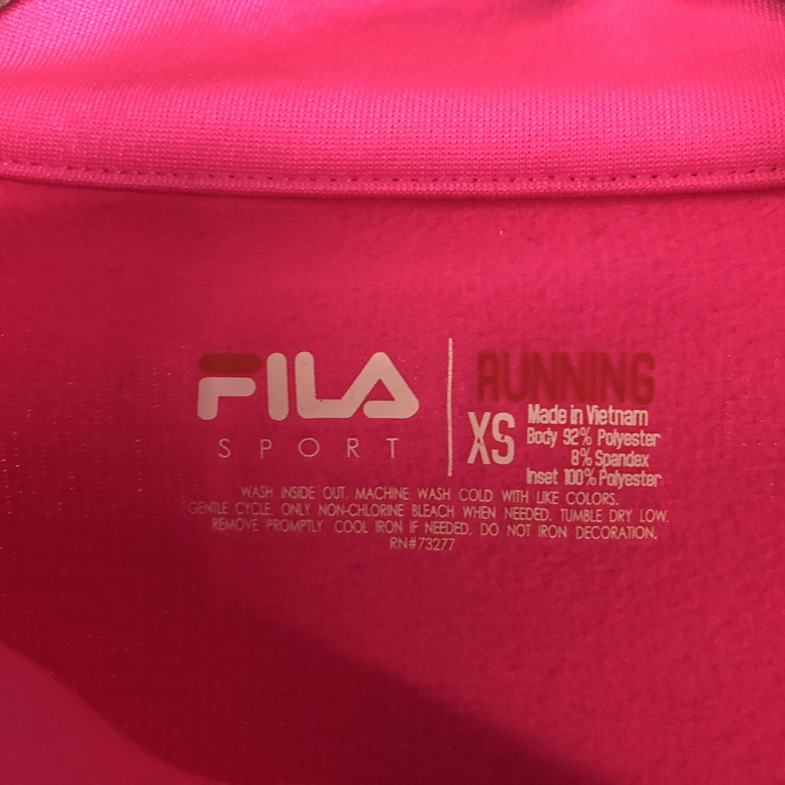 Giacca donna Fila quarto zip XS rosa fori pollice colletto zip tasca atletica