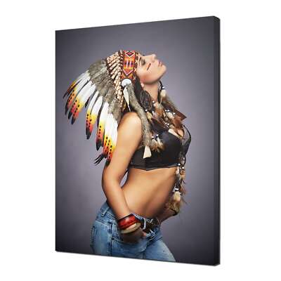 Sexy schöner Indianer Indianerin bunt modern Leinwandbild