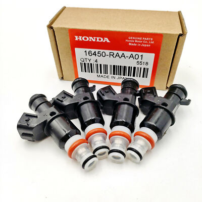 4 NEW OEM FUEL INJECTORS 16450-RAA-A01 ELEMENT ACCORD CR-V 2.4L RSX BASE 2.0L