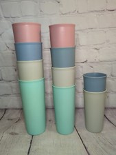SET 10 Vtg TUPPERWARE TUMBLERS Cups Country Blue Rose Pink Gray 116-34, 115, 107