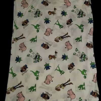 Vintage 1995 Original Disney Toy Story Flat Twin Sheet Buzz Woody White KBB2