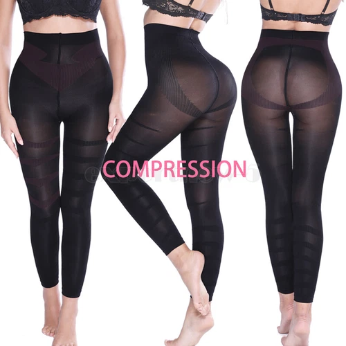 Women's Sculpting Slimming Leggings Tummy Control High Waist Trainer Body Shaper - Picture 7 of 25