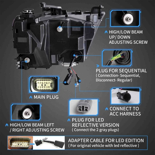 Faros LED para Dodge RAM 1500 2019 2020 2021 2022 2023 2024 con secuencial - Imagen 9 de 10