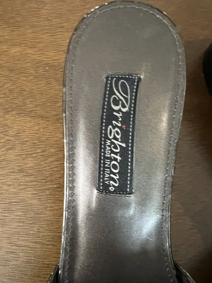 Brighton "Lady" Sandals Low Heel Croc Embossed SZ 9.5 M Italy - Image 3 of 4