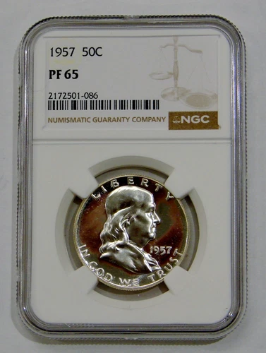 1957 - Proof Silver Franklin Half Dollar - NGC PF 65