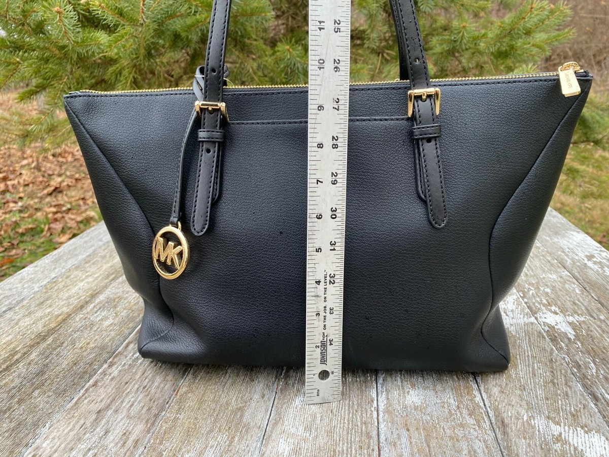 New MICHAEL KORS Coraline Large Logo Leather Tote Bag Black 