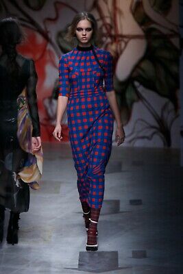 Prada Vintage Archive Spring 2008 Fairy Blue Red Wavy Plaid Prada Vintage Archive Spring 2008 Fairy Blue Red Wavy Plaid