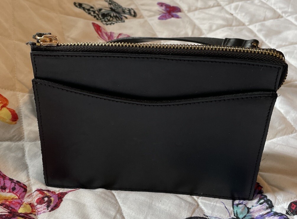 ASOS Black Structured Leather Small Mini Crossbody Purse Bag