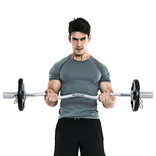 Olympic Barbell EZ Curl Bar Spring Collars Fitness Home Gym 2" Training/Lifting - Picture 9 of 12