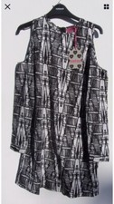 boohoo size 6 black white aztec cut out shift dress bnwt