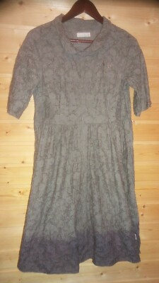 ODD MOLLY ELBOW SLEEVE COTTON SNAP UP GRAY DRESS SZ 3 POCKETS EUC  NICE!!!