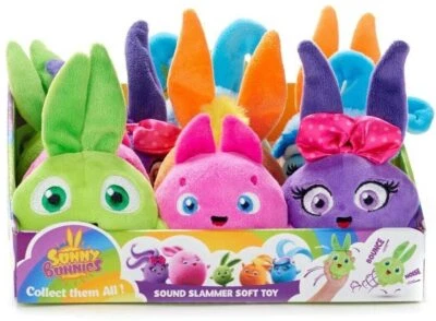 NEW OFFICIAL POSH PAWS SUNNY BUNNIES SET OF 5 SMALL SLAMMER GIGGLE SOFT TOY