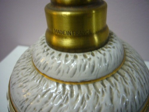 LAMPE BERGER PARIS MADE IN FRANCE SANDSTONE BREUGNOT "GREY GREEN AND GOLD" - Picture 4 of 9