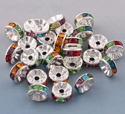 Perles Strass Intercalaires Argentées 8mm - Lot 5, 10, 20 Ou 50 Pièces