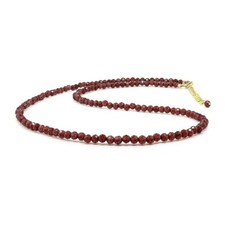 A   Beautiful Red Garnet Faceted Round Gemstone Beads Necklaces 18'' For Girls