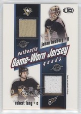 2002 Pacific Heads Up Game-Worn Jersey Quads Johan Hedberg Robert Lang #22 2a8