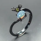 AAA color gems Natural Opal Ring 925 Sterling Silver Size 6.75 /R473321