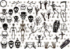 Halloween Skeletons Waterslide Decals For Nails, Hot Wheels, Etc Set Of 50 JH