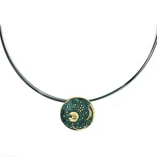 Sky Disc by Nebra 20mm Green Enameled Star Jewellery Silver Pendant