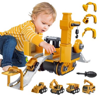 Kinder Bagger 4 in 1 Baufahrzeug Spielzeug Set DIY Konstruktion Montage Spielset