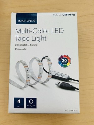 Insignia Multi Color LED Tape Light 4 Ft 20 Selectable Colors Dimmable