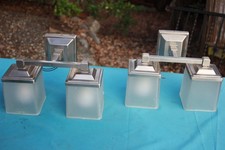 2-Light Brushed Nickel Bathroom Vanity Light with square frosted Glass Shades