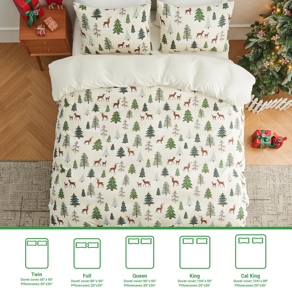 GOGREEN Luxury Christmas Duvet Cover Printed, Breathable Microfiber Bedding Set - Image 3 of 4