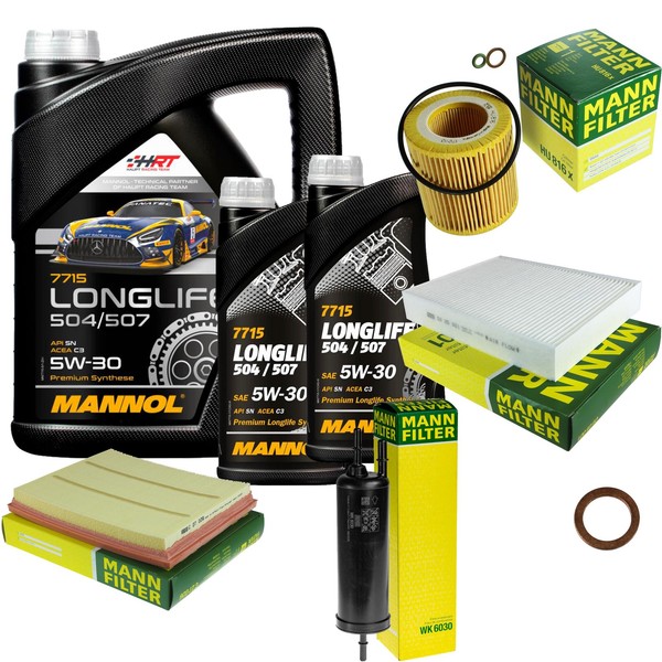 MANN-FILTER Inspektionspaket Mannol 7L Longlife 5W-30 FüR Bmw 4 Cabriolet 435I-image