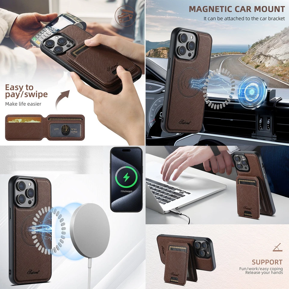 Funda de cuero con tarjetero para teléfono iPhone 17 ProMax17 Air 16 Pro Max 14 15 13 12 Foto 3 de 4