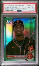 2022 Bowman 1st Chrome Ryan Reckley Green Refractor 86/99 PSA 8 SF Giants