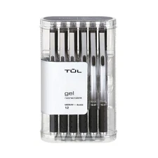 TUL Gel Pens, Retractable, Medium Point, 0.7 mm, Gray Barrel, Black Ink, Pack...