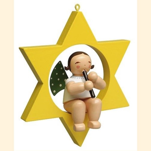 Wendt & KüHn GrüNhainichener Christbaum Engel BlockflöTe Im Stern 650/70/42-image