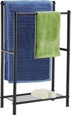 Free Standing Towel Rack, 2 Tier Racks for Bathroom Black With Shelf